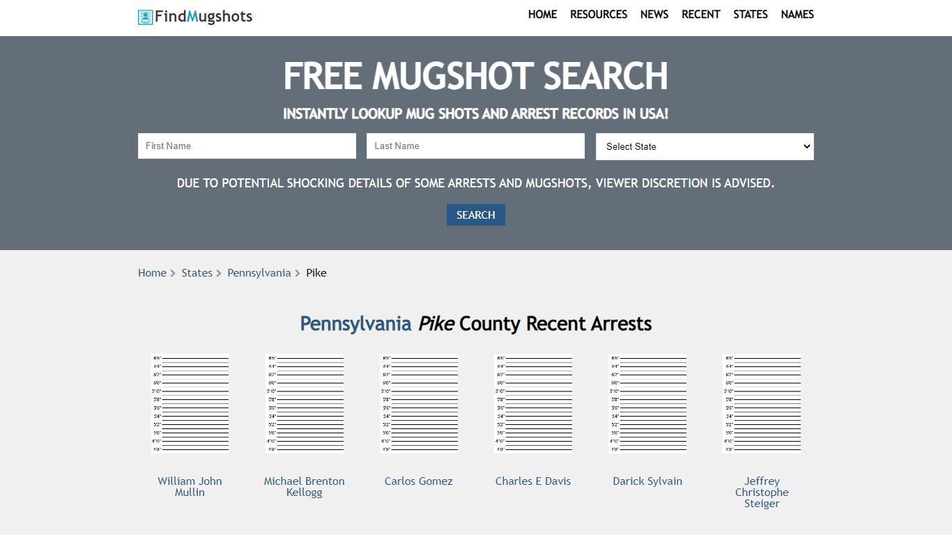 Find Pike Pennsylvania Mugshots - Find Mugshots