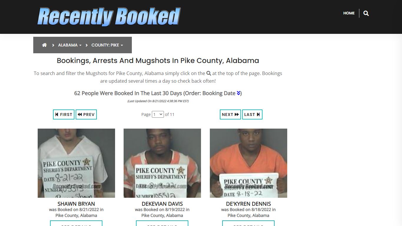 Recent bookings, Arrests, Mugshots in Pike County, Alabama